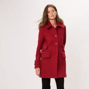 MAJE Red Wool & Cashmere Coat Sz 38 add a POP of color to your winter wardrobe!
